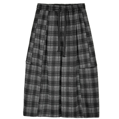 格纹78分裤子韩系慵懒风