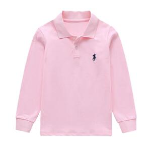 巴拉可儿儿童白色长袖中大男童纯棉女净版春秋打底衫校服poloT恤