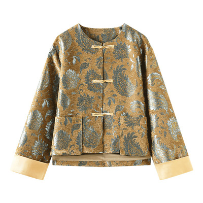 福玛玛秋冬新中式盘扣复古洋气夹棉保暖女士外套中老年妈妈装显瘦