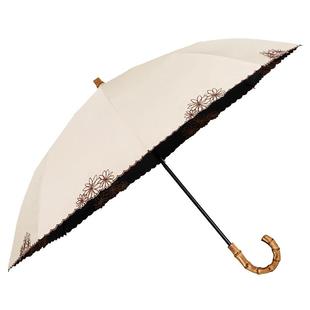 wpc防晒伞黑胶超强防紫外线遮阳伞太阳伞竹手柄两折伞晴雨两用女