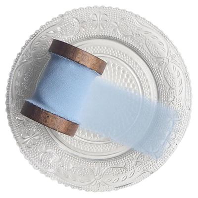 mixsilk蓝色系毛边线轴布条丝带