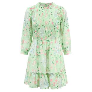 tanni新款田园木耳边少女肌理感宽松连衣裙TM11DR057A