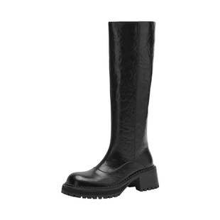 MILLIE'S/妙丽官方旗舰店女鞋秋冬黑色长筒靴骑士靴配裙子靴子女