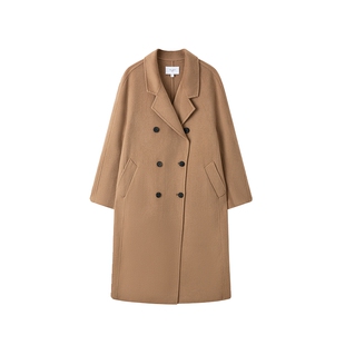 [100%绵羊毛]TKY SHOP经典全羊毛大衣女冬季新款双排扣毛呢外套女