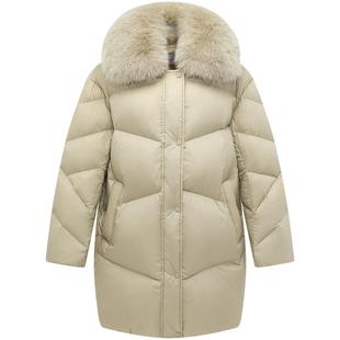 太平鸟女装冬季毛领中长款羽绒服A1ACD4538