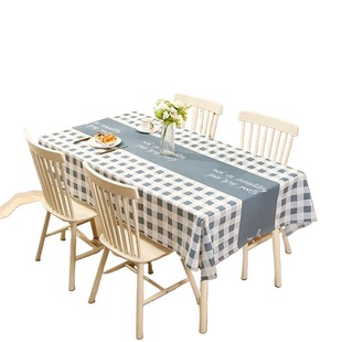 北欧风桌布免洗防水防油餐桌布茶几桌垫台布格子红白防烫桌面