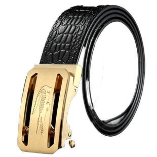 鳄鱼皮带男真皮正品自动扣牛皮手工黄铜扣高档腰带男裤带潮流
