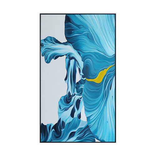 手绘油画桔梗如蓝 港式简约简约玄关客厅过道挂画定制四合艺术