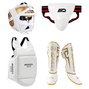 搏击护具全套儿童男女小孩拳击面罩头盔散打泰拳护裆腿胸少儿训练