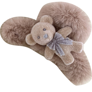 秋冬毛绒抓夹儿童毛毛发夹公主头夹子前额侧边八字刘海夹发卡头饰