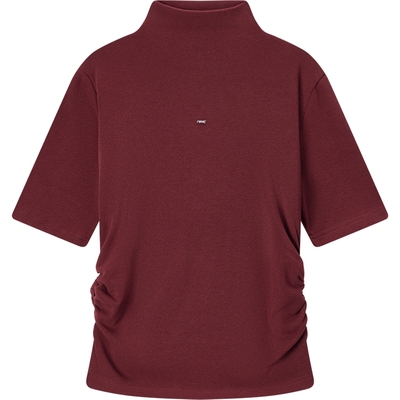 爱居兔短袖针织衫女春秋新款安可拉红舒适小立领打底衫上衣