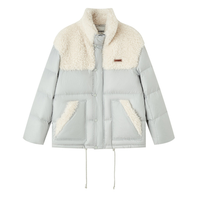 SOMESOWE 羊羔毛拼接立领羽绒服