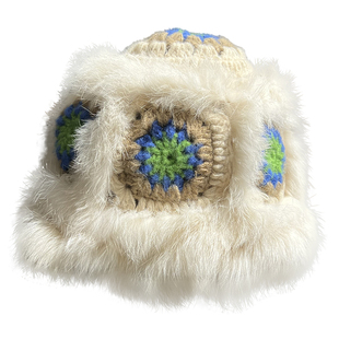 兔毛醒狮帽子秋冬可爱保暖毛绒渔夫帽百搭显脸小渔夫帽毛茸茸盆帽