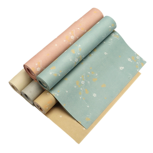 五色宣纸微喷折枝花卉笺四尺六尺对开整张半生熟宣纸书法创作专用纸毛笔字国展投稿专用纸彩色蜡染小楷作品纸