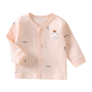 新生儿衣服纯棉春款单层婴幼儿长袖无骨打底上衣男女宝宝秋季开衫