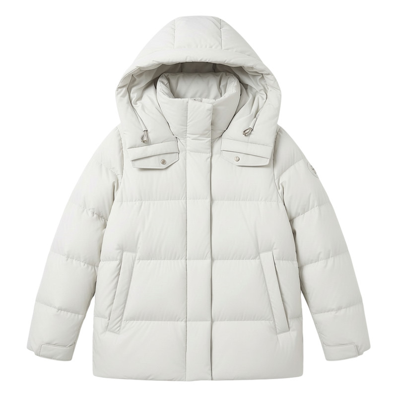 雪中飞高充绒短款脱卸帽羽绒服
