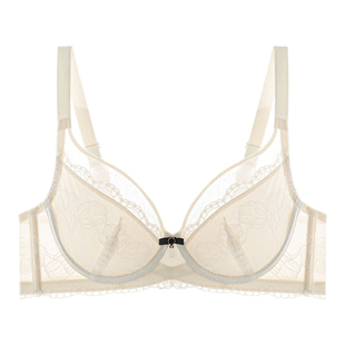 蝴蝶日记超薄款大胸显小文胸上托有钢圈防下垂性感透气内衣女夏季