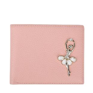 稻草人真皮钱包女短款新款学生韩版两折头层牛皮小钱夹卡包零钱包