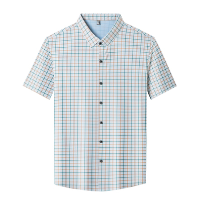 皮尔卡丹冰丝免烫男士短袖衬衫