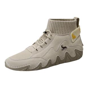 公羊运动女鞋2025新款秋冬季高帮鞋子马丁靴女款保暖加绒真皮短靴