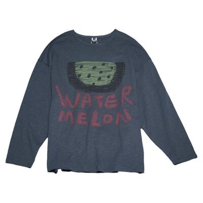 复古潦草涂鸦印花竹节棉长袖T恤