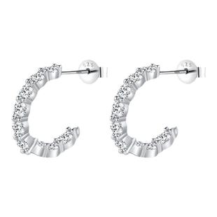 MODIAN摩典莫桑钻S925纯银满圈排钻耳钉女性感迷人网红C字耳环女