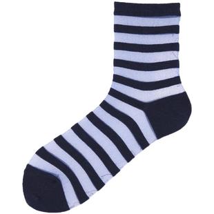 Tabio条纹袜子女舒适高弹透气金葱玻璃丝袜休闲日系百搭中筒袜潮