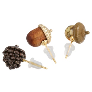 OSEWAYA耳钉松子橡子鸟食可爱迷你果实耳饰女Ayatorie手工礼盒