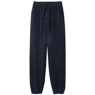 白色雪尼尔运动裤女春秋冬季加绒高腰束脚卫裤灯芯绒灯笼休闲裤子