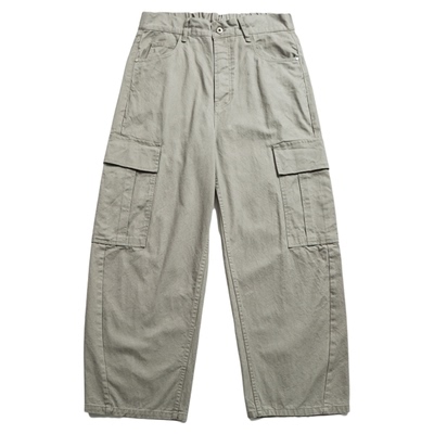 PL日系复古廓形工装多口袋弯刀裤