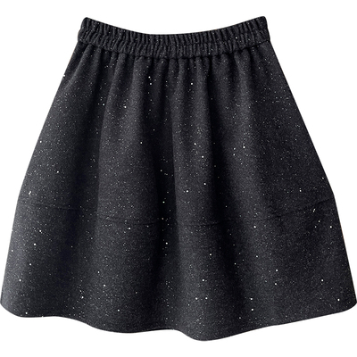 miu系复古亮片闪闪毛呢料花苞裙