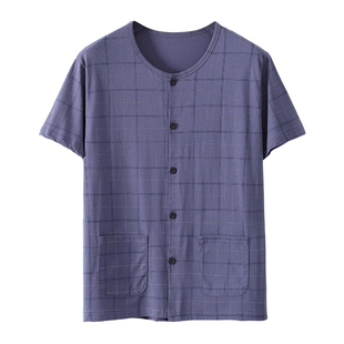 纯棉男士家居服春夏薄款睡裤大码宽松全棉家居服套装裤子短袖外穿