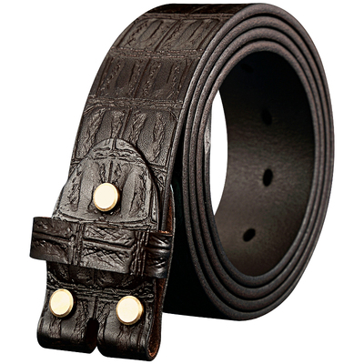 孔型鳄鱼纹复古百搭青年真皮腰带