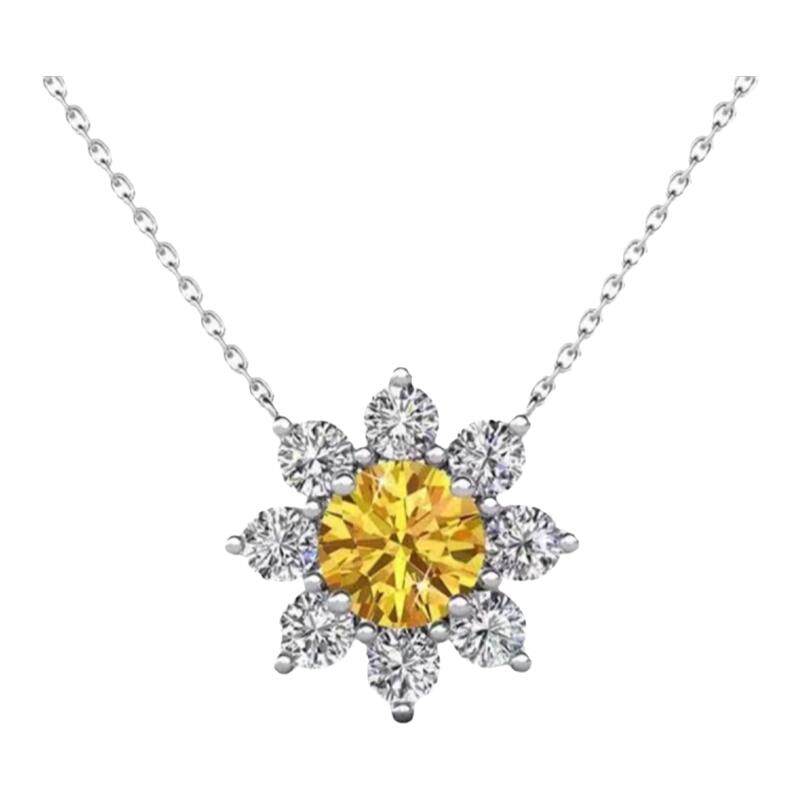 3克拉太阳花黄钻项链时尚