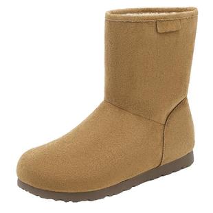 戈美其雪地靴女款2024新款冬季棕色卡皮巴拉加绒加厚棉鞋靴子短靴