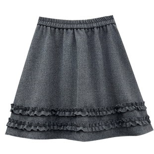 秋冬加厚木耳边毛呢半身裙女冬季2025新款小个子黑色a字裙短裙冬