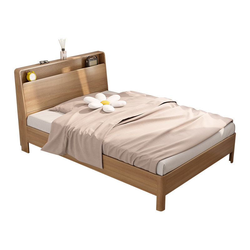 小户型原木色家用1.2米架子床