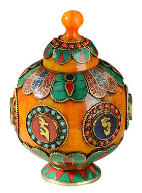 佛意尼泊尔树脂手工镶嵌红蓝吉祥