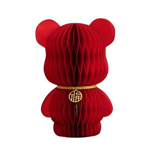 原创国风红熊电视柜装饰摆件布置玄关客厅乔迁之喜节日公仔吉祥物
