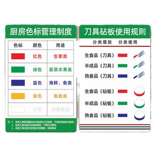 厨房色标管理制度亚克力定制刀具砧板使用规则标识牌厨房毛巾使用规章制度牌幼儿园学校公司食堂工具提示牌