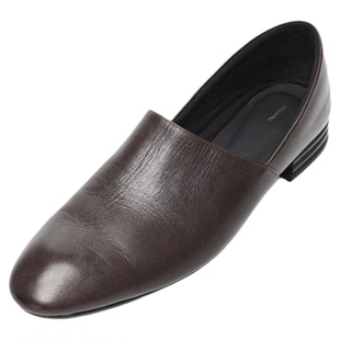 THESOONG/孟克鞋 经典植柔油蜡牛皮一脚蹬低跟女士尖头皮鞋7733