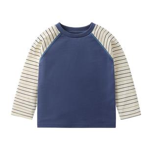 右欧男童长袖T恤女童打底衫条纹简约春秋季新款童装儿童内搭上衣