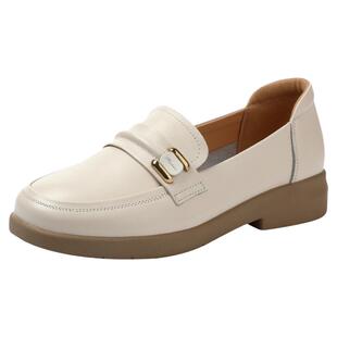 真皮头层牛皮一脚蹬乐福鞋女鞋2026新款平底软皮软底单鞋休闲皮鞋