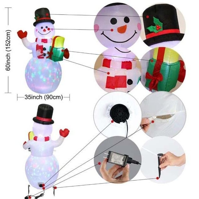 跨境亚马逊批发爆款1.5米拱门气模模发光彩灯充气雪人气模型圣诞