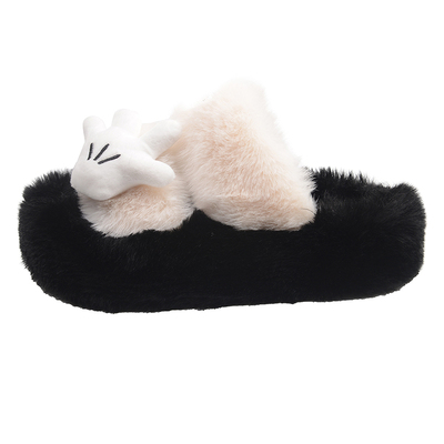 网红黑色毛毛拖鞋女冬季毛绒绒鞋