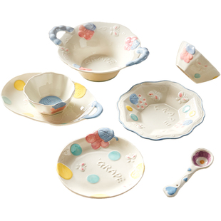 可爱碗碟套装家用高颜值陶瓷碗盘子碗筷乔迁新居结婚新婚礼物餐具