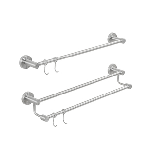 卫生间不锈钢毛巾架免打孔双杆单杆带挂钩浴室浴巾置物架挂杆简约