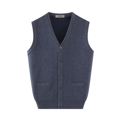 啄木鸟羊毛背心男2025秋冬新款