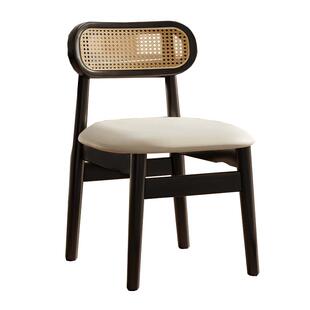 餐椅中古风法式复古椅子实木藤编靠背椅餐桌久坐商用家用餐厅凳子