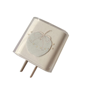 手绘蓝苹果充电头保护套适用于iPhone16/15数据线保护套20w快充壳